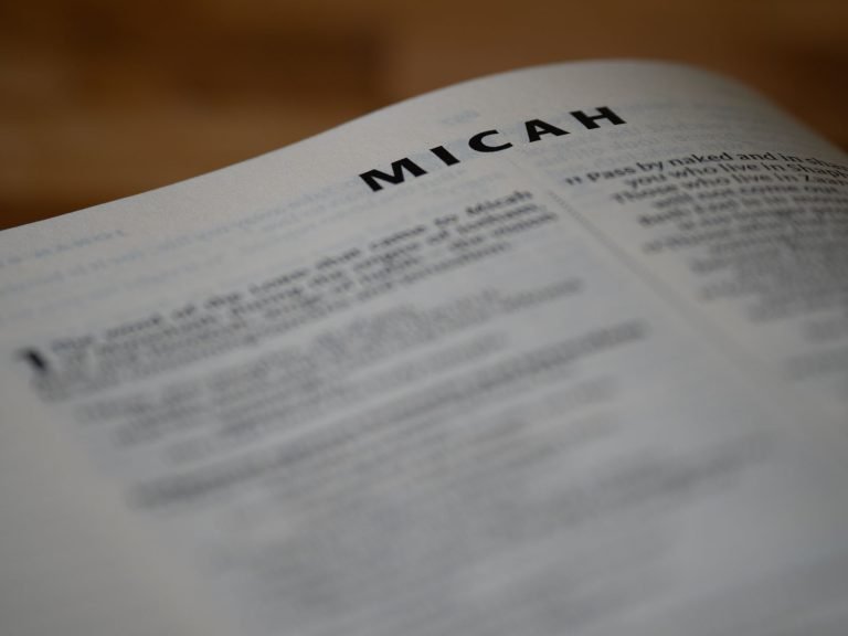 Focused image of the book of Micah, highlighting scripture text.